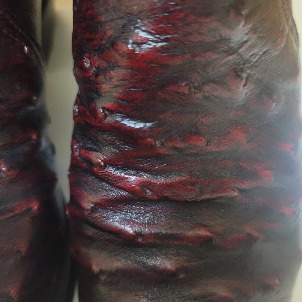 Women's Quill Ostrich Cowboy Boots size 8, Burgundy - Picture 10 of 11